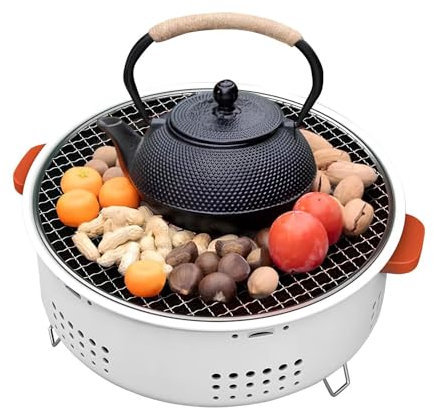 YTYTU Barbacoa De Carbón Redonda Barbacoa Sobremesa con Parrilla Inoxidable, Superficie De La Parrilla De Ø 29.5cm, para 3-5 Personas