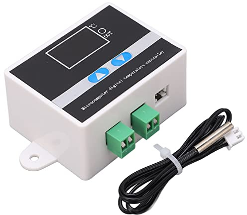 Digital temperaturregulator med hög noggrannhet kompakt storlek termostat med vattentät sond för akvarium växthus ABS material LCD-skärm (AC110~220V)