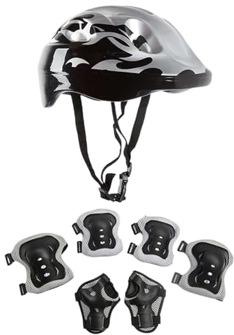 Skate Gear – Genouillères | Équipement de protection de skateboard pour enfants, ensemble de protection complet pour draisienne, cyclisme et ski, ventilation facile à régler, garçons et filles, 1