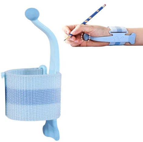 MYZWEL Correttore Postura Scrittura Bambini, Supporto Polso Anti-Gancio e Impugnatura Matita Ergonomica, Strumento Professionale per Prevenzione Disgrafia e Scrittura Corretta, Blu Cielo (1 Pezzo)