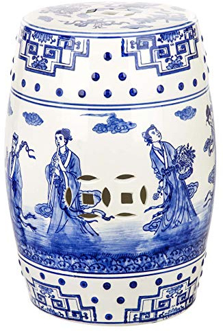 Safavieh Ocean Jewel Chinoiserie Ceramic Decorative Garden Stool, Blue