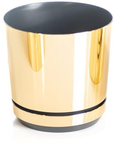 KORAD Gold Mirror Indoor Plant Pots with Drainage Holes and Matching Saucer, Round, Modern and Decorative Flowerpot for All Houseplants, 6 sizes, 25 colours (12 cm)