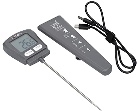 Taylor Pro Thermomètre de cuisson numérique USB rechargeable Noir 20,5 x 2,5 x 5,7 cm 0,1 g