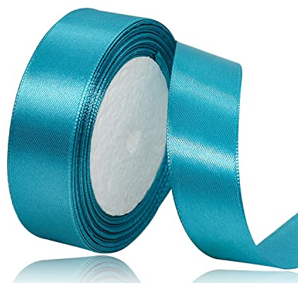 Turquoise Blue Satin Ribbon 20mm, 23 Meters Solid Colors Fabric Ribbon for Crafting, Gift Wrapping, Balloons, DIY Sewing Project, Hair Bows and Cake Decoration
