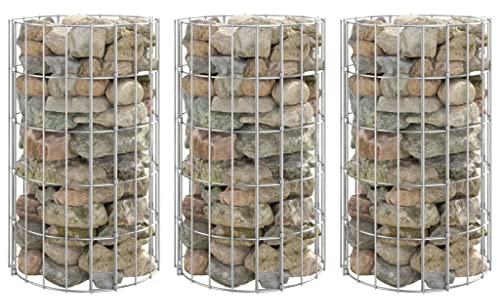 INLIFE Gabionen-Hochbeete 3 STK. Rund Verzinkter Stahl Ø30x50 cm
