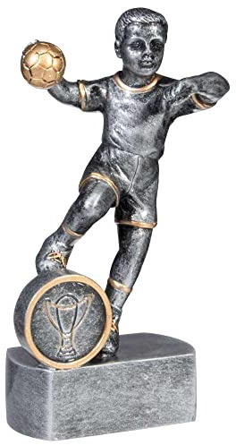 eberin · Coupe de handball pour enfant, figurine en résine de handball pour enfants, argent et or, avec texte au choix et emblème de motif au choix, 2,5 cm, taille 13 cm