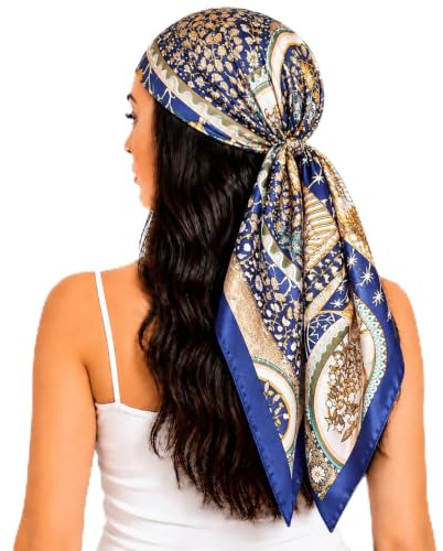 FAIRYGATE Satin Bandana Women Scarf Neck Head Hair Square Scarves Neckerchief Headwear Fashion Paisley Bandanas