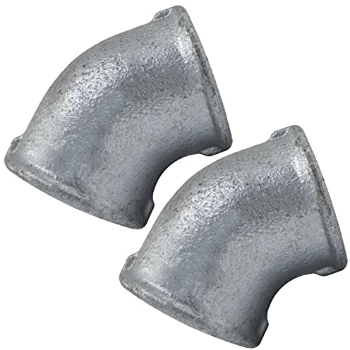 AERZETIX - C65010 - 2 armbågar set i gjutjärn vid 45° 1'' hona-hona-gängad rörkoppling för skruvning - galvaniserad finish - VVS uppvärmning vatteninstallation matning