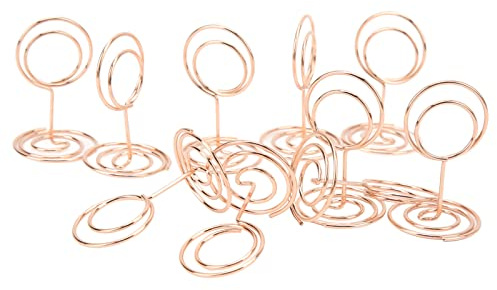Lot de 20 Supports de Numéros de Table, Forme Ronde, Métal Galvanisé, Porte-Cartes pour Mariage, Restaurant, Bureau, Café, Or Rose