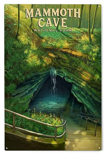 Lantern Press 10x15 Inch Wood Sign, Ready to Hang Wall Decor, Mammoth Cave National Park, Oil Painting