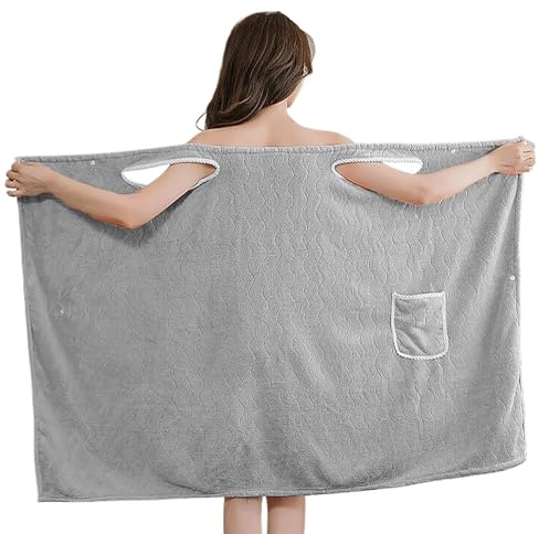 Asciugamano da bagno da sauna da donna, con tasca, portatile, accappatoio regolabile, morbido ad asciugatura rapida, comodo asciugamano da sauna per spiaggia, spa, nuoto, palestra