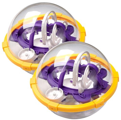 Playtastic Geduldspiele: 2er-Set Bausätze Kugellabyrinth, 13 cm Durchmesser, 92 Hindernisse (Spielzeug Bausatz, Geschicklichkeitsspiel Kinder, Ball)