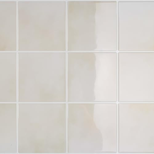CRE8TIVE Carrelage Adhesif Mural Cuisine Beige Credence Adhesive Effet Marbre Imperméable Carrelage Adhesif Mural Salle De Bain Carrée Credence Adhesive Pour Cuisine Cheminee 30.5cm x 30.5cm 4 Pièces