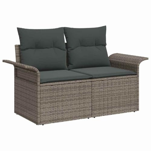 vidaXL Trädgårdsoffa med kudde Grå 141 x 62 x 69cm konstrotting