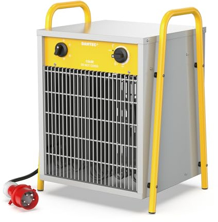 DAHTEC Calefactor Eléctrico 15 kW - Calentador Portátiles Industriales - Termostato y Protección contra Sobrecalentamiento - Apto para Construcción, Garaje e Invernadero
