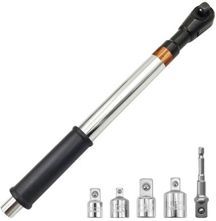 Ruaizel Offset Extension Wrench Impact, 1/2-Inch Impact Wrench Extender with with 1/2,3/8,1/4 Inch Socket Adapters and Drill Bit, Wrench Extender for Tight Spaces