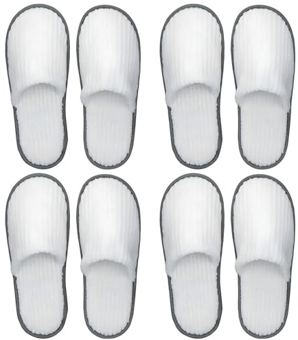 pozuauoa 4 Pairs Hotel Slippers Multipack, Coral Velvet Guest Travel House Slippers Spa Non Slip Slipper, Thick 9mm Soles Washable Suitable for Hydrotherapy Parties Swimming Pools Gatherings
