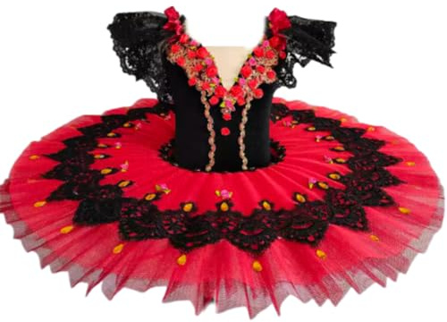 Spetsbalett Tutu Klänning Flickor Pannkakstävling Tutu | Broderad, ärmlös för ballerinadans Svansjöns kostymtävling