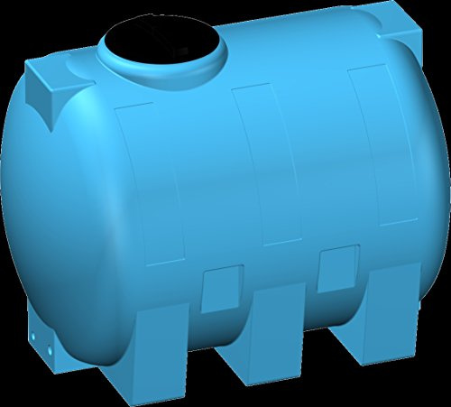 Serbatoio RINFORZATO polietilene 5 mm tipo orizzontale 1000 litri - FORI STAMPATI e FILETTATI acqua potabile alimenti blu cisterna