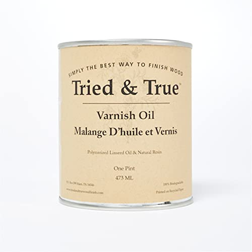Tried & True Superior Varnish Oil Wood Finish, Pint - Natural Pine Resin & Linseed Oil, Ideal for Interior Furniture, Tables, Countertops - Non-Toxic, Scratch Resistant & Durable