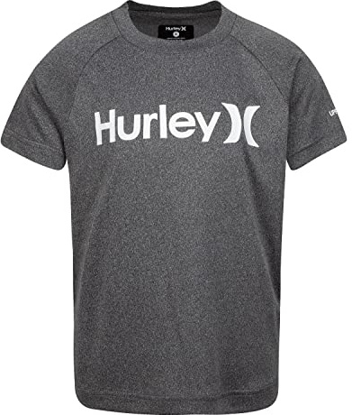 Hurley boys Rash Guard Shirt, Black Heather, Large US