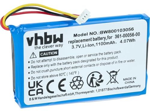 vhbw Akku Ersatz für Garmin 1ICP4/34/5, 1ICP5/34/45, 361-00045-00, 361-00056-00, 361-00056-08, 361-00056-50 für GPS Navigation Navi (1100mAh, Li-Ion)