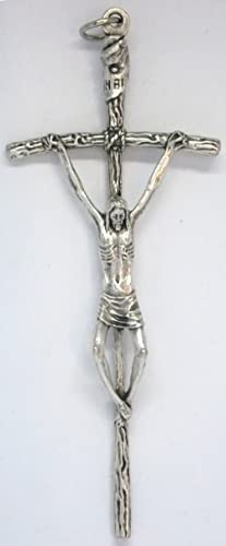 Generico 10.494.30 Cruz pastoral Papa Juan Pablo II galvanizada plata papa con anillo 13 cm