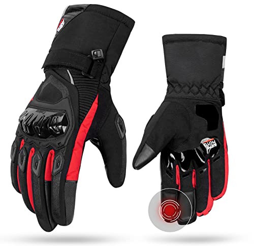 KEMIMOTO Winter Motorradhandschuhe, geprüfte Motorradhandschuhe,Motorrad Handschuhe Winter, Touchscreen Handschuhe, Wasserdicht, für Motorradfahren, Skifahren, Roller