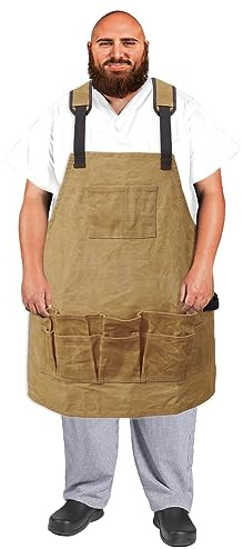 Urby Ready Wares, grembiule per la lavorazione del legno, grembiule in tela cerata da 453,6 g, adatto per girovita W36+, XL, XXL o più. Ideale per falegnameria, officina o negozio di legno. Tela