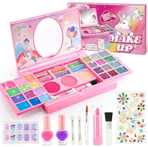 Gifitizi Schminkkoffer Mädchen, Kinderschminke Set Schminke Kinder Mädchen Geschenke 3 4 5 6 7 8 9 10 Jahre, Waschbar Kinder Schminkset Mädche Spielzeug 3-12 Jahre Geburtstagsgeschenk Make up Set