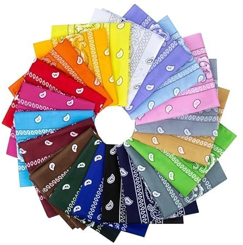 Chalier Cmfort Bandana pour Femme et Homme Nicki Foulard Bandeau Motif Cachemire Bandana Couleurs Mélangées Polyvalent,20Pcs
