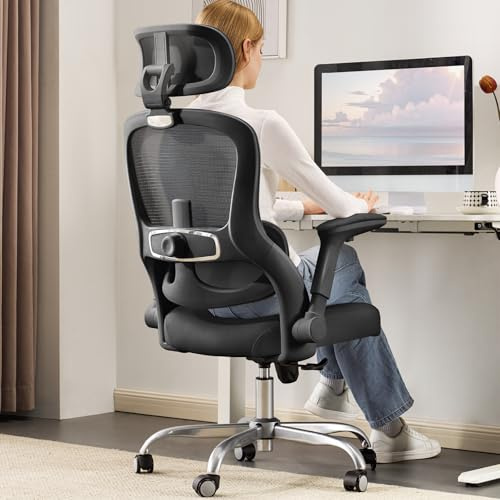 TRALT Ergonomic Office Chair - Home Office Desk Chairs - 400 LBS Mesh High-Back Computer Desk Chairs Comfy with Adjustable Lumbar Support Gaming Chair for Adults Comfortable for Long Hours (Black)