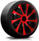 16 Zoll RKK04 Multi-Color Line (Schwarz-Rot) Radkappen/Radzierblenden 4 Stück