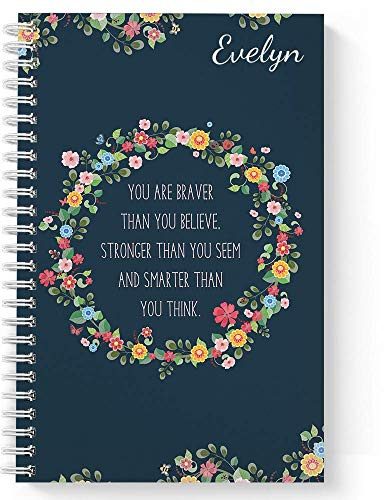 Gotcha Covered Notebooks Be Brave Personalized Motivational Notebook/Journal, Laminated Soft Cover, 120 pages of your selected paper, lay flat wire-o spiral. Size: 5.5” x 8.5”. Made in the USA