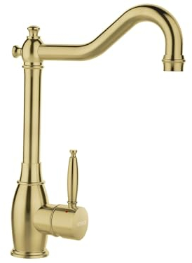 Schock 513000WGO Küchenarmatur RESI in Whitegold – Hochdruck Armatur mit Festauslauf, extraleisem Wasserstrahl und besonders hohem Auslauf, White Gold