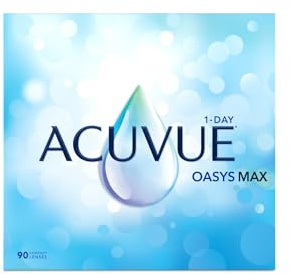 ACUVUE OASYS MAX 1-Day Tageskontaktlinsen – Helfen dabei, das Gefühl von müden & trockenen Augen zu reduzieren – 90 Tageskontaktlinsen mit -5.00 dpt und BC 8.5 – UV Schutz & angenehmes Tragegefühl