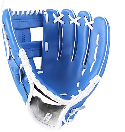ZYYRSS Baseballhandschuh Sportschlaghandschuhe mit weichen, soliden PU-Lederverdickungskrügen Softballhandschuhe für Jugendliche Erwachsene, linker Handschuh für Rechtshänder (Blau,10,5 Zoll)
