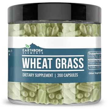 Earthborn Elements Wheat Grass 200 Capsules, Pure & Undiluted, No Additives
