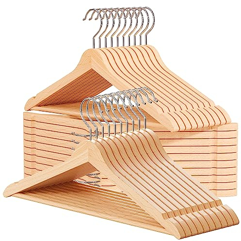 OGIVO Kleiderbügel Holz – 30er Set Holzbügel für Ihre Garderobe – 360° drehbarer Haken – Einkerbungen an den Schultern – Hangers (Natur)