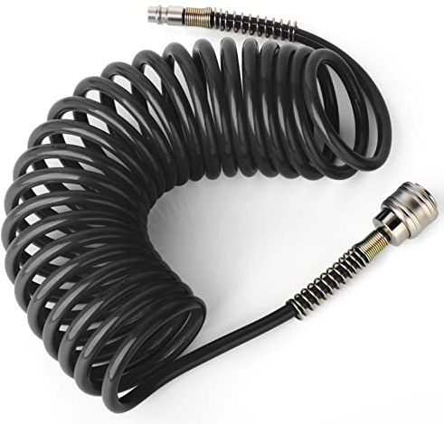 ERGAOBOY Noir 8mm OD PU Air Spiral Flexible, 10M longueur avec raccords d'accouplement d'outil pneumatique