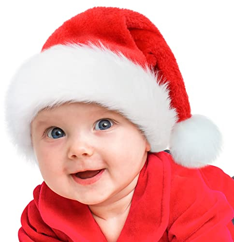 RJVW Christmas Santa Hat for Baby,Thicken Unisex Velvet Classic Infant Santa Claus Hat for New Year Party