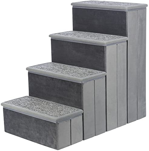 TRIXIE 4-Step Velour Pet Stairs, Gray