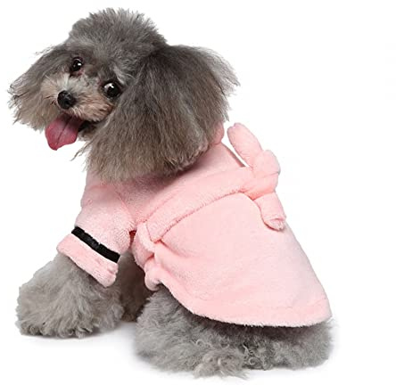 Dog Bathrobe, Adjustable Soft Dog Robe Quick Drying Pet Bath Towel for Cat Small Medium Dogs Pink