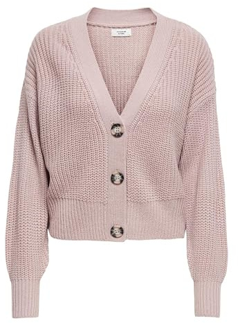JACQUELINE de YONG Femme JDY Cardigan Court Oversize en Tricot avec Boutons Laine Gilet Tricoté JDYJUSTY, Couleurs:Rose, Taille:XXL