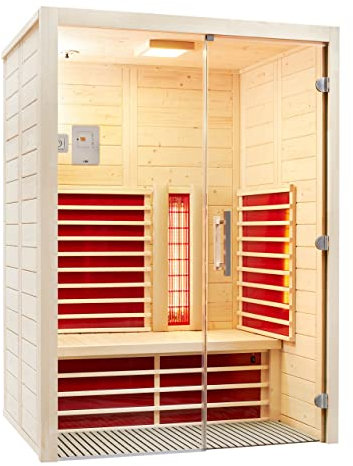 Infraworld Infrarotkabine Vario Natura 147 Glas Fichte 147x104cm mit ABC-Strahler Flächenheizung