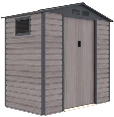 Gardiun Abri de Jardin en Métal Surrey 2,71 m2 Extérieur 213x127x211 cm en Acier avec Fenêtre Latérale et Effect Bois Grainé
