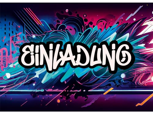 Moosthaler 12x Graffiti Einladungskarten Kindergeburtstag - Stylishe Einladung zum Geburtstag für Jungs und Mädchen - Einladungskarten Geburtstag - Party Geburtstagseinladungen