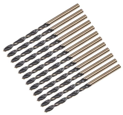 sourcing map 12pcs Jobber Drill Bits 3mm (0.118) Black Nitride & Gold Titanium Coated M2 High Speed Steel (HSS) Twist Drill Bits for Stainless Steel Aluminum Alloy Metal