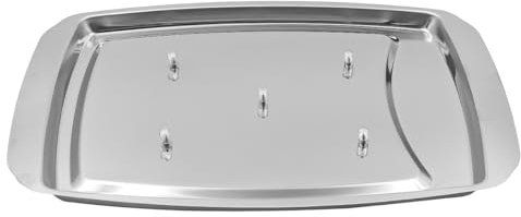 ZONADAH Plato de pavo de acero inoxidable, soporte para platos de pollo frito, bandeja para hornear, sartén para trinchar carne, bandeja gruesa para servir con puntas antideslizantes para cortar y