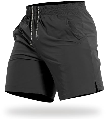 CANGHPGIN Mens Workout Athletic Shorts 7 inch Inseam Quick Dry Running Shorts Men Lightweight Sports Gym Shorts with Pockets Black